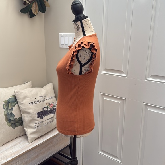 EUC Bundle of 2 J. Crew Ruffle sleeveless top in brown and pink both in small! - Picture 3 of 10